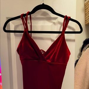 Forever 21 red velvet bodysuit, size Small